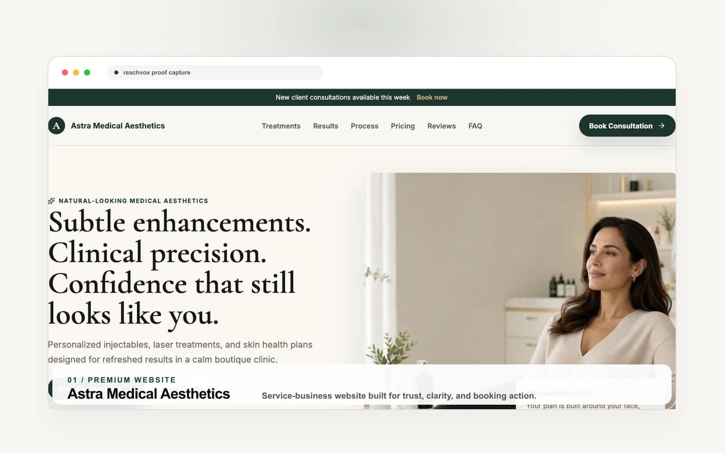 Astra Medical Aesthetics Premium Website proof